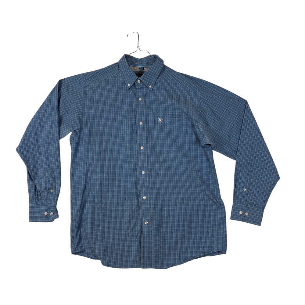 Ariat Pro Series Mens Blue Plaid Long Sleeve Western Button Down Shirt 10024197